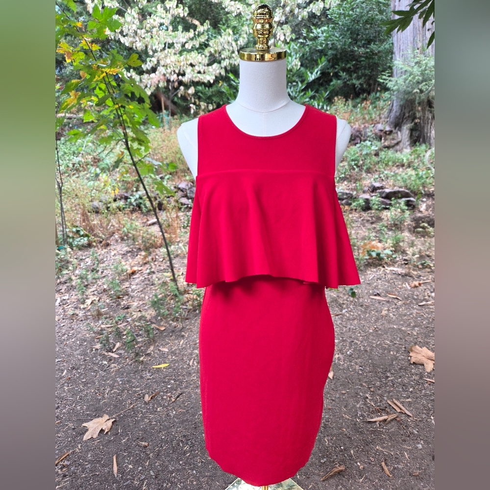 Zara NWT W/B Collection Elegant Red Sleeveless‎ Dress Size Large